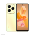 Front and back view of the Infinix Hot 40 smartphone in black, showcasing its sleek design, large display, and rear camera module.