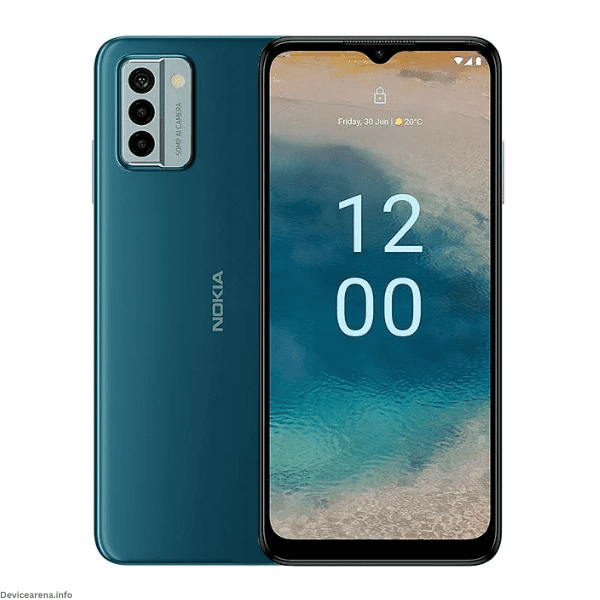 Nokia G22 smartphone with a sleek design, triple-camera setup, and vibrant display, showcased by Device Arena.