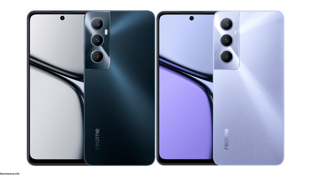 Realme C65 smartphone featuring a sleek design, vibrant display, and advanced camera setup – Device Arena.
