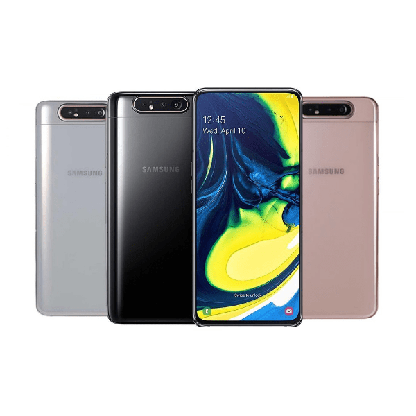 Samsung Galaxy A81 smartphone with a sleek design, large display, and quad-camera setup.