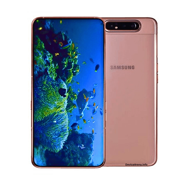 Samsung Galaxy A81 smartphone with a sleek design, large display, and quad-camera setup.