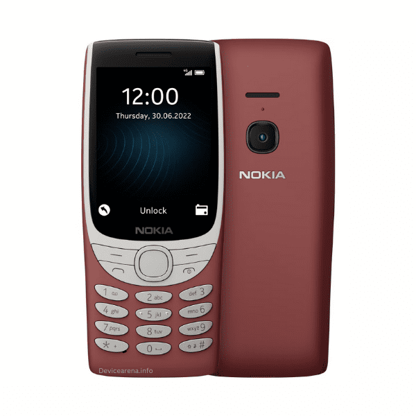 Classic Nokia 8210 mobile phone with a compact design, physical keypad, and iconic blue and silver finish.