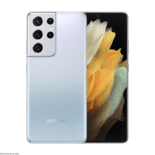 Samsung Galaxy S21 Ultra 5G featuring a sleek design with a quad-camera setup and Infinity-O display, available at Device Arena.