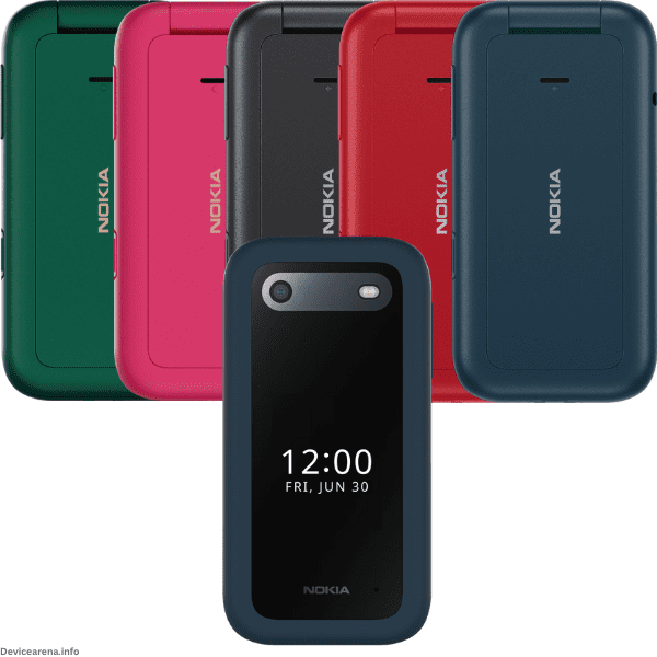 A sleek Nokia 2660 Flip phone with a compact clamshell design, dual displays, and a classic keypad layout.