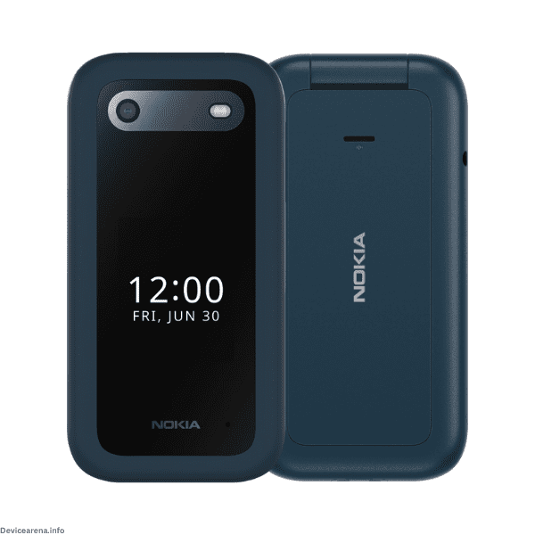 A sleek Nokia 2660 Flip phone with a compact clamshell design, dual displays, and a classic keypad layout.