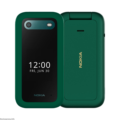 A sleek Nokia 2660 Flip phone with a compact clamshell design, dual displays, and a classic keypad layout.