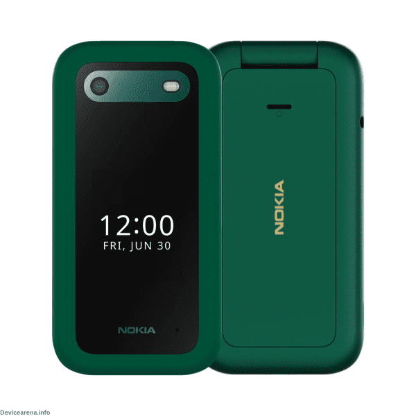 A sleek Nokia 2660 Flip phone with a compact clamshell design, dual displays, and a classic keypad layout.