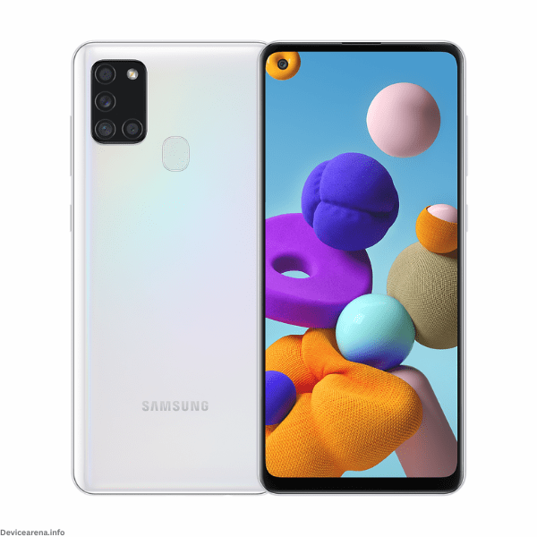Samsung Galaxy A21s featuring a sleek design with quad-camera setup and vibrant display.
