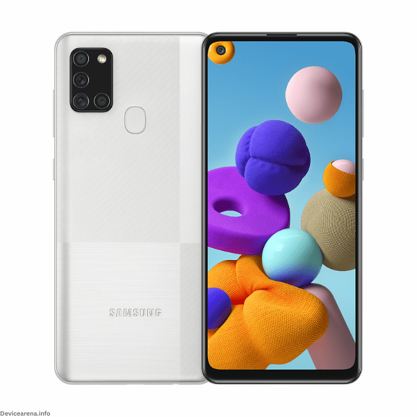 Samsung Galaxy A21s featuring a sleek design with quad-camera setup and vibrant display.