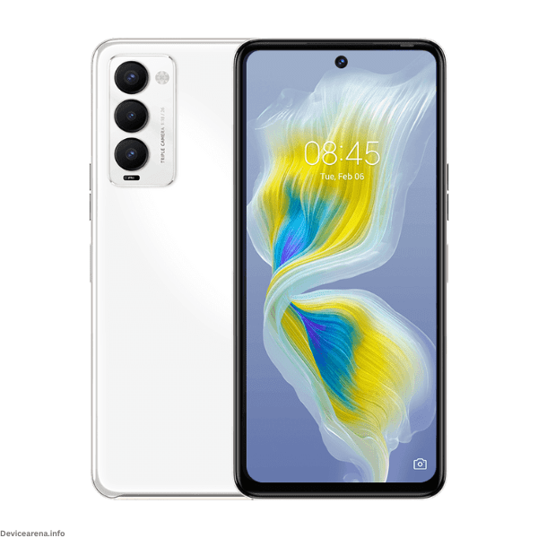 Front and back view of the Tecno Camon 18T, showcasing its sleek design and vibrant display.