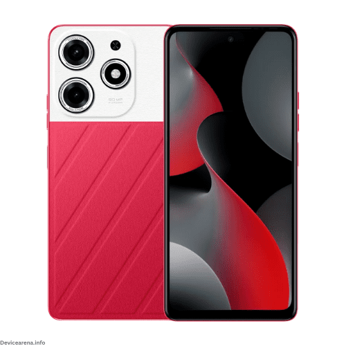 Front and back view of the Tecno Spark 10 Pro smartphone featuring a sleek design with a high-resolution display and advanced camera setup.
